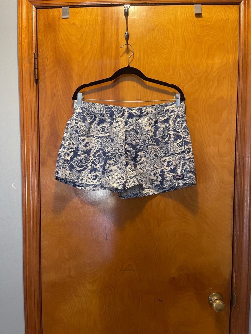 Patagonia Navy and White Patterned Women's Athletic Shorts